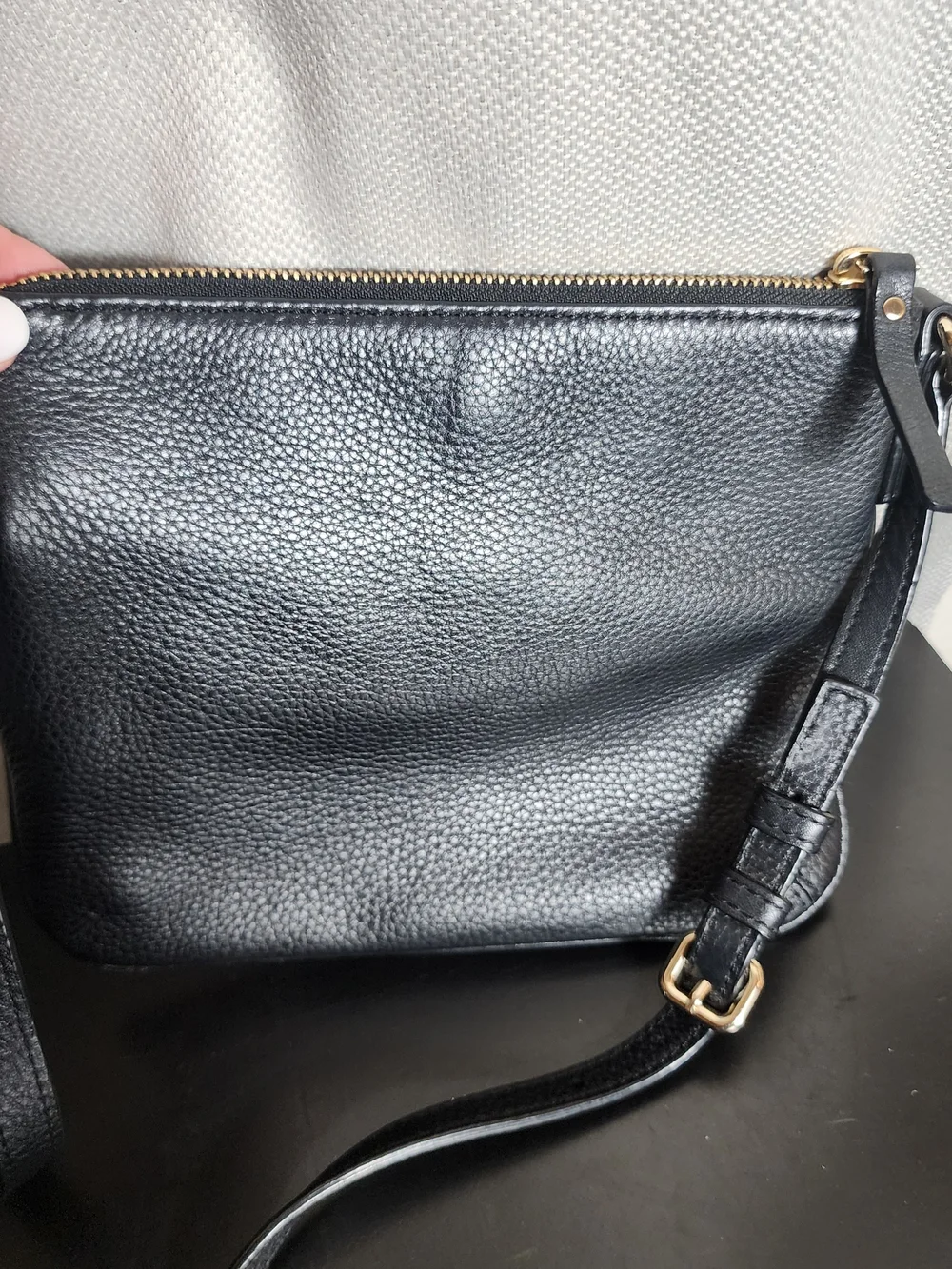 kate spade Black Pebbled Leather Crossbody with Gold Hardware